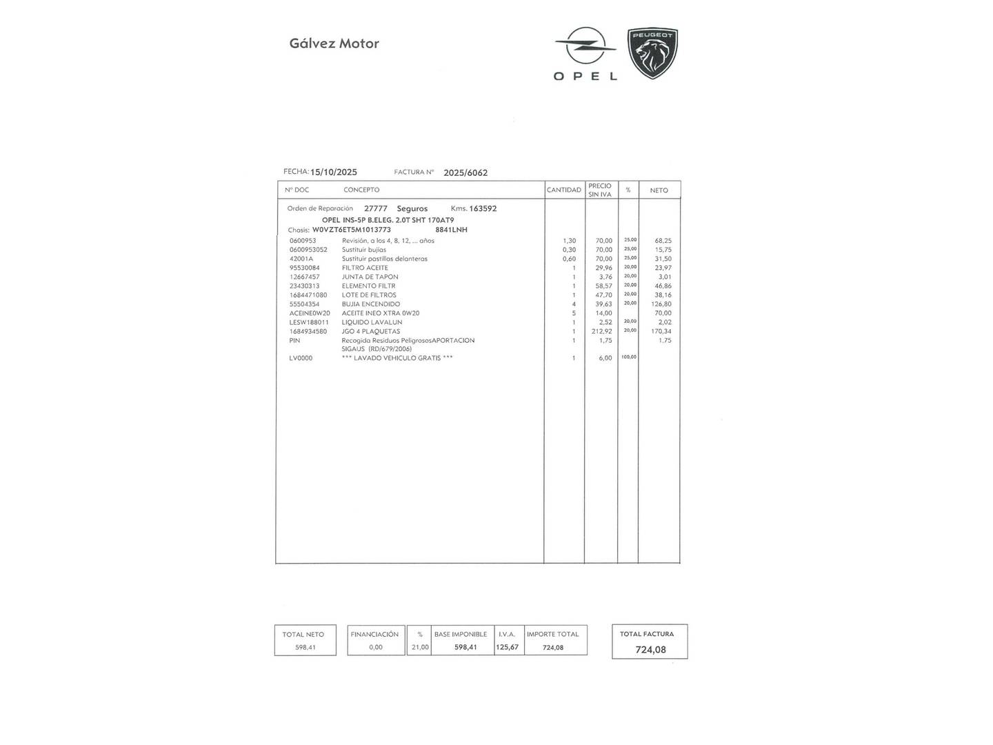 Foto del mantenimiento del Opel Insignia Opel Insignia 2.0T SHT Business Elegance AT9 (170 CV)