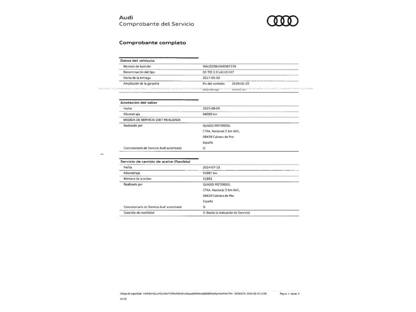 Foto del mantenimiento del Audi Q3 Audi Q3 design edition 2.0 TDI (150 CV) S tronic