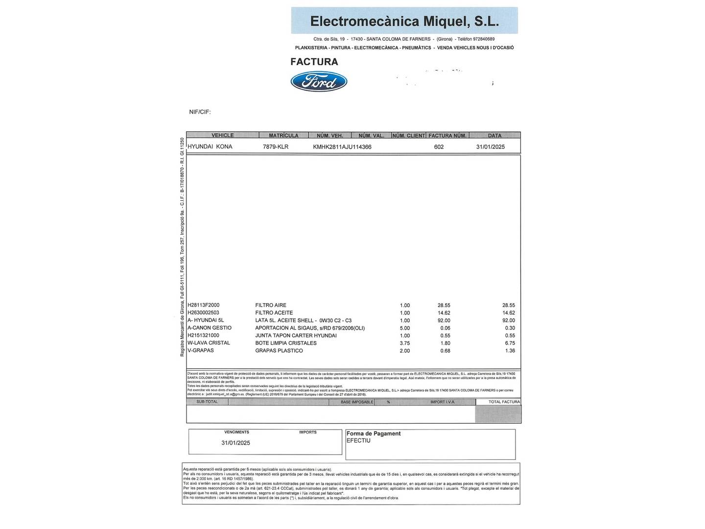 Foto del mantenimiento del Hyundai Kona Hyundai Kona 1.0 TGDI Klass 4x2 (120 CV)