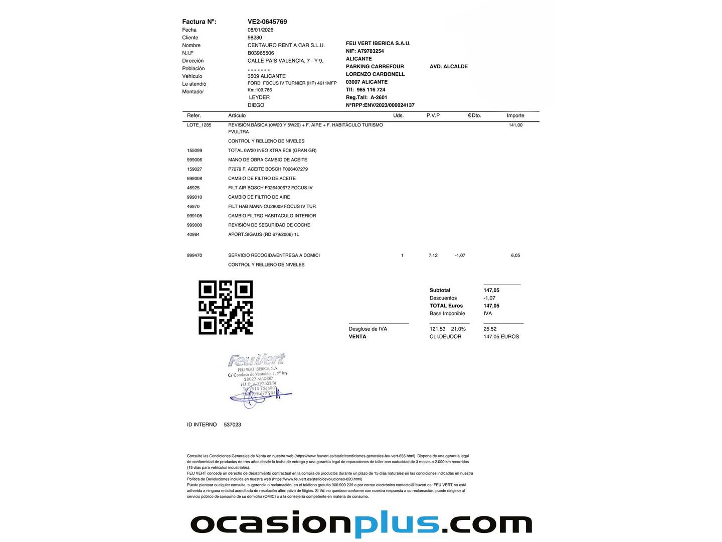 Foto del mantenimiento del Ford Focus Ford Focus 1.0 Ecoboost MHEV ST-Line (125 CV)