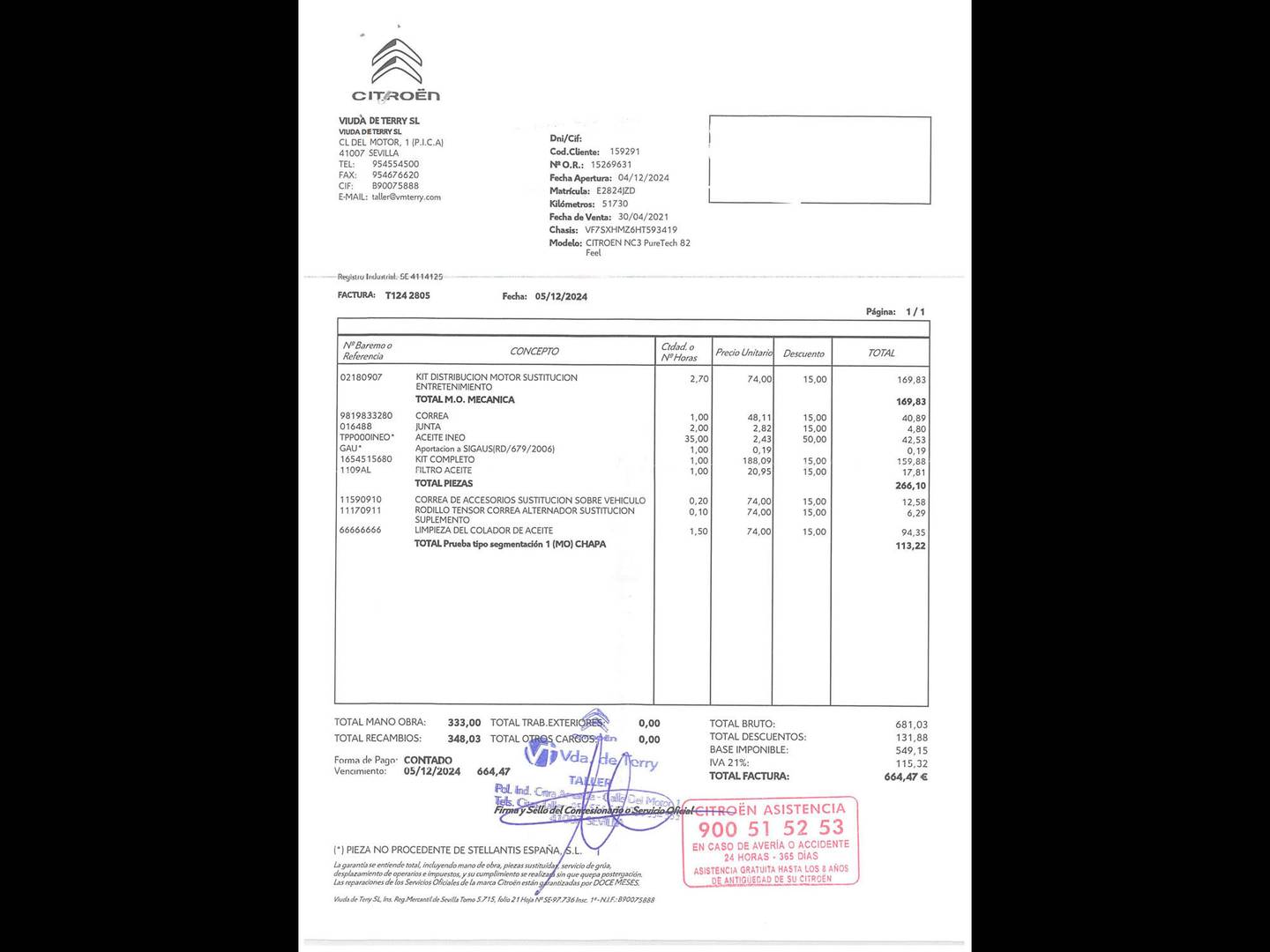 Foto del mantenimiento del Citroën C3 Citroën C3 PureTech 82 Feel (82 CV)