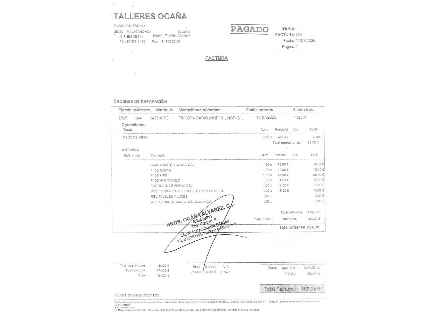 Foto del mantenimiento del Toyota Yaris Toyota Yaris 1.5 Hybrid Active (100 CV)