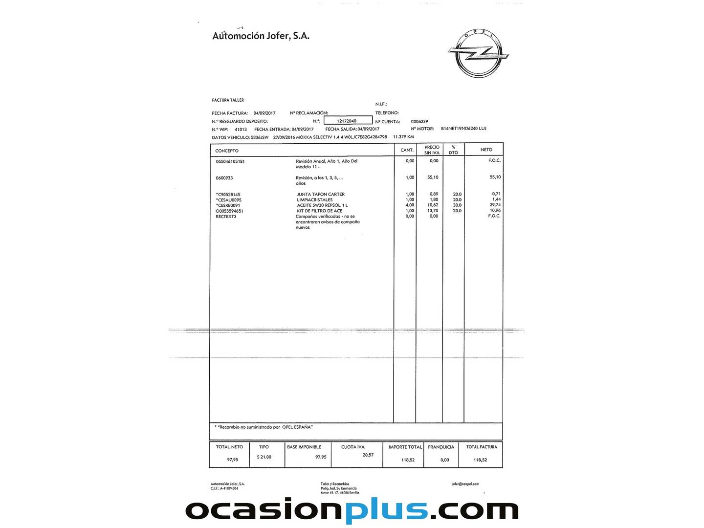 Foto del mantenimiento del Opel Mokka Opel Mokka 1.4 Turbo Selective 4x2  (140 CV)