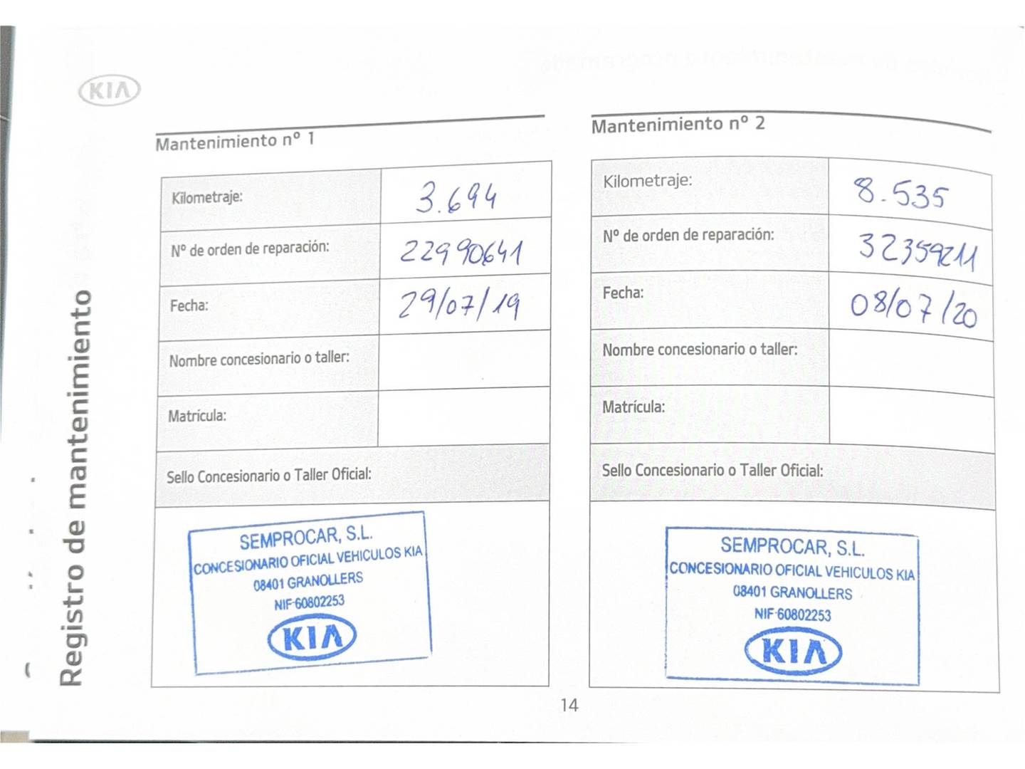 Foto del mantenimiento del KIA Rio KIA Rio 1.2 CVVT Concept (84 CV)