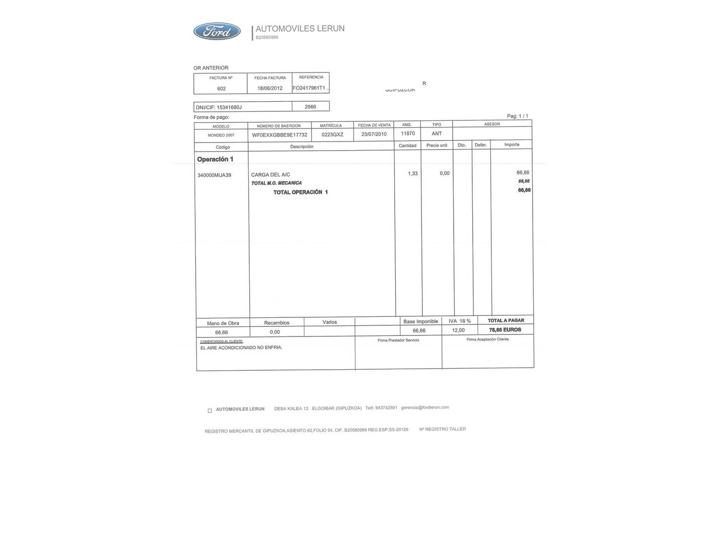 Foto del mantenimiento del Ford Mondeo Ford Mondeo Mondeo 1.8 TDCI Econetic (125 CV)