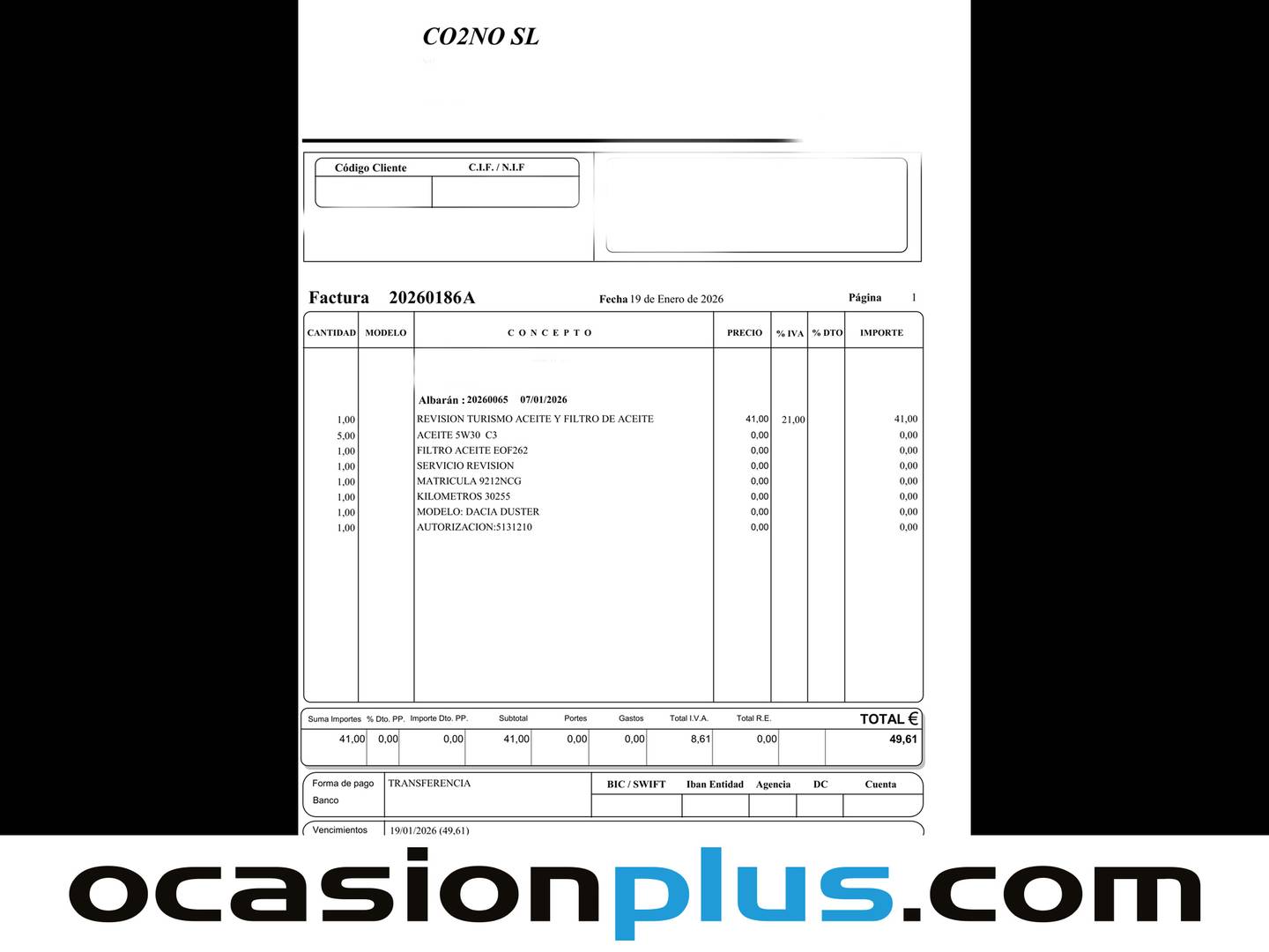 Foto del mantenimiento del Dacia Duster Dacia Duster TCE 48v 4X2 (130 CV)