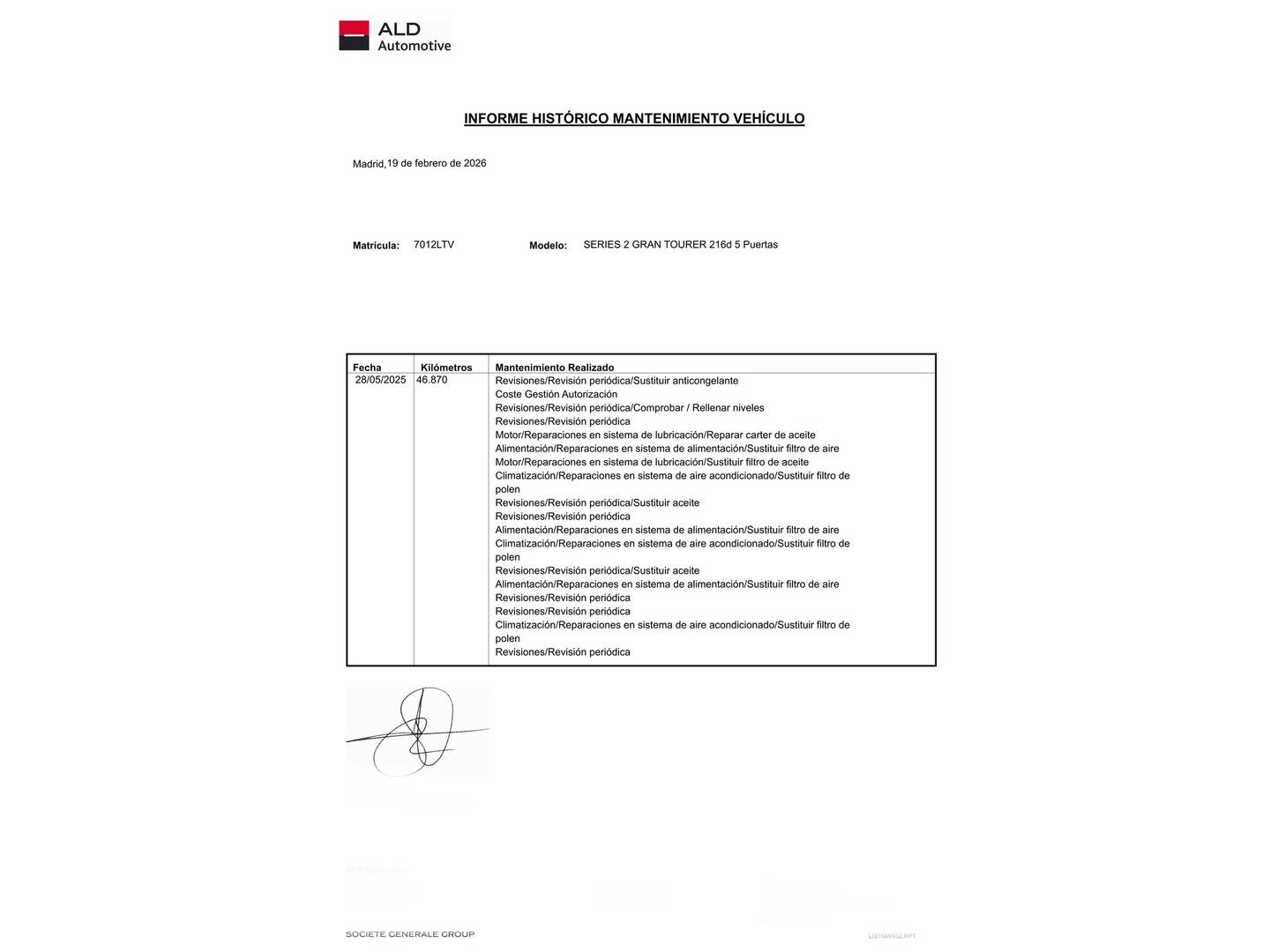 Foto del mantenimiento del BMW Serie 2 Gran Tourer BMW Serie 2 216d Gran Tourer Business (116 CV)