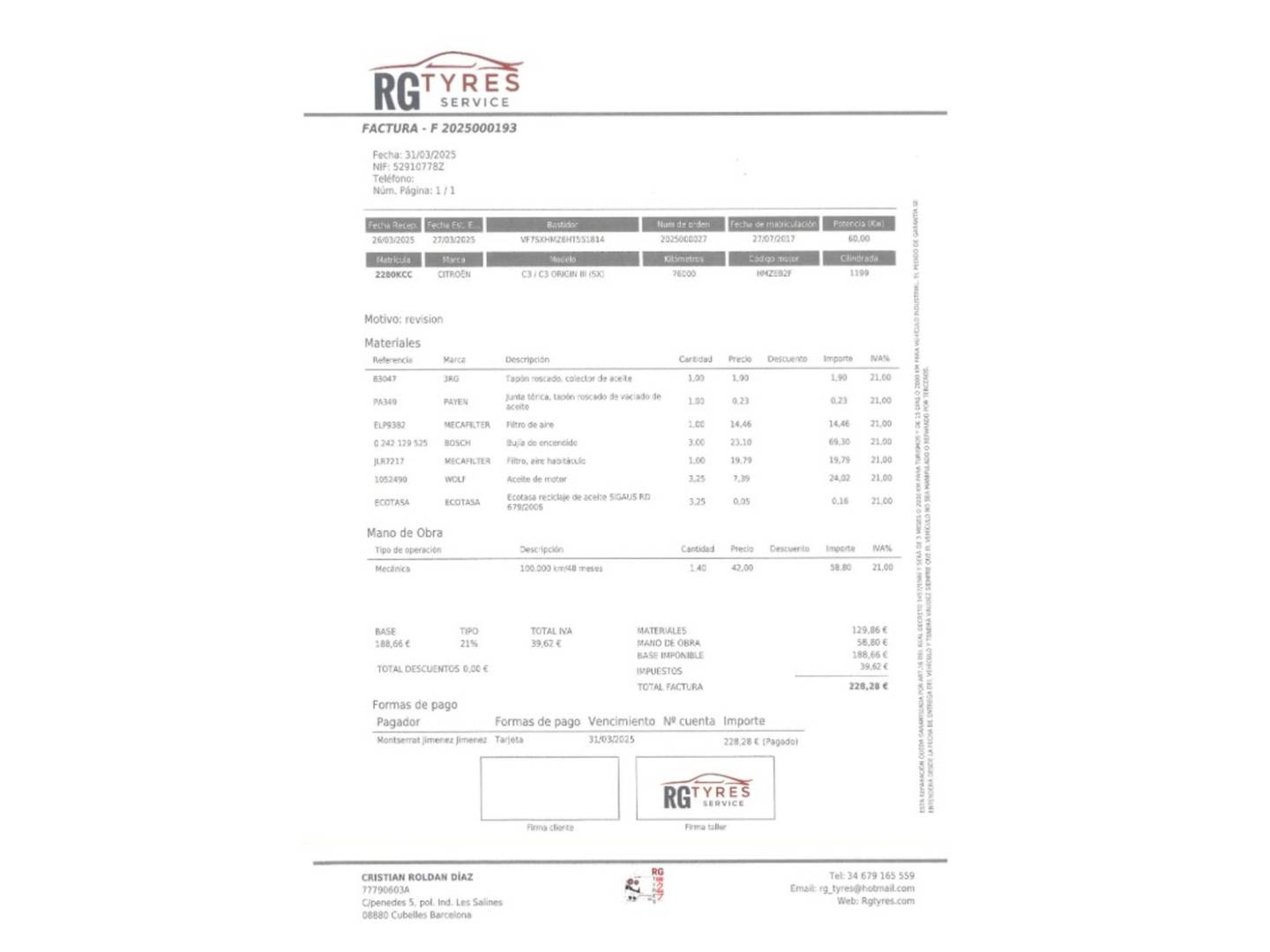 Foto del mantenimiento del Citroën C3 Citroen C3 PureTech 82 Feel (83 CV)