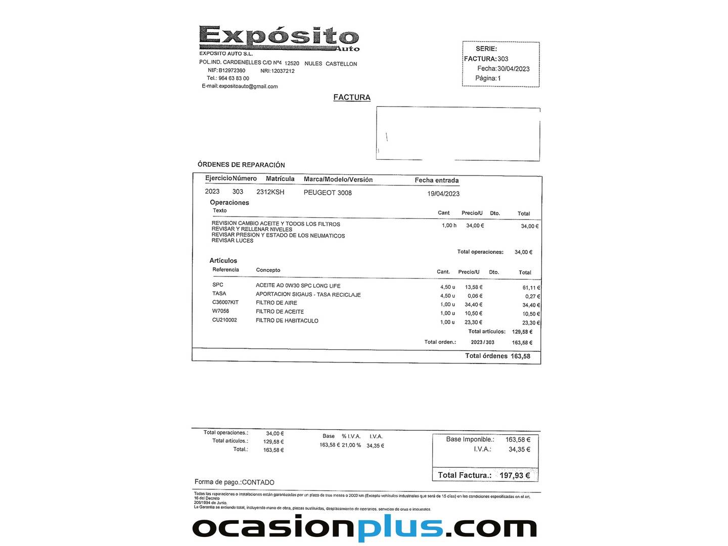Foto del mantenimiento del Peugeot 2008 Peugeot 2008 PureTech 110 S&S Allure EAT6 (110 CV)