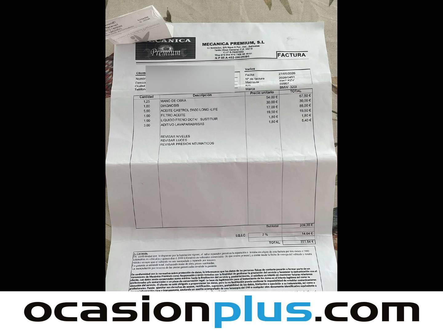 Foto del mantenimiento del BMW Serie 3 BMW Serie 3 320i (184 CV)