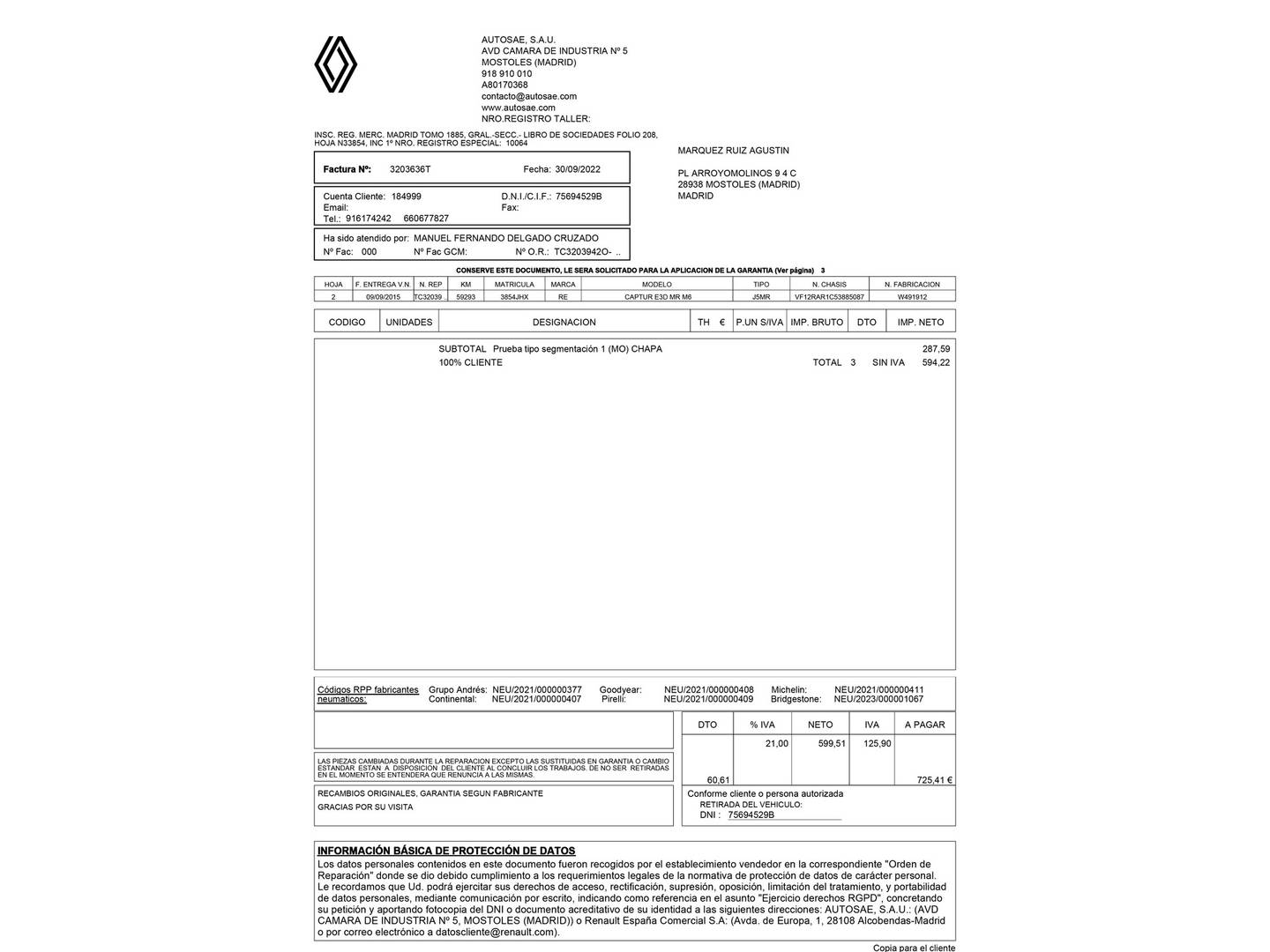 Foto del mantenimiento del Renault Captur Renault Captur Zen Energy dCi (110 CV) eco2