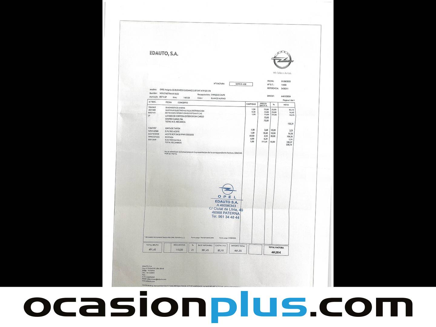 Foto del mantenimiento del Opel Insignia Opel Insignia 2.0T SHT Business Elegance AT9 (170 CV)