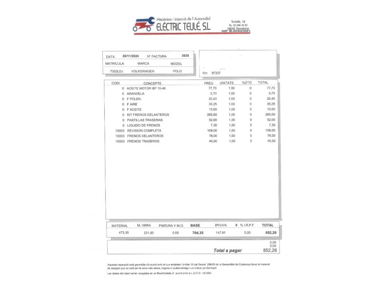 Foto del mantenimiento del Volkswagen Polo Volkswagen Polo Sport 1.0 TSI R-LINE (115 CV)