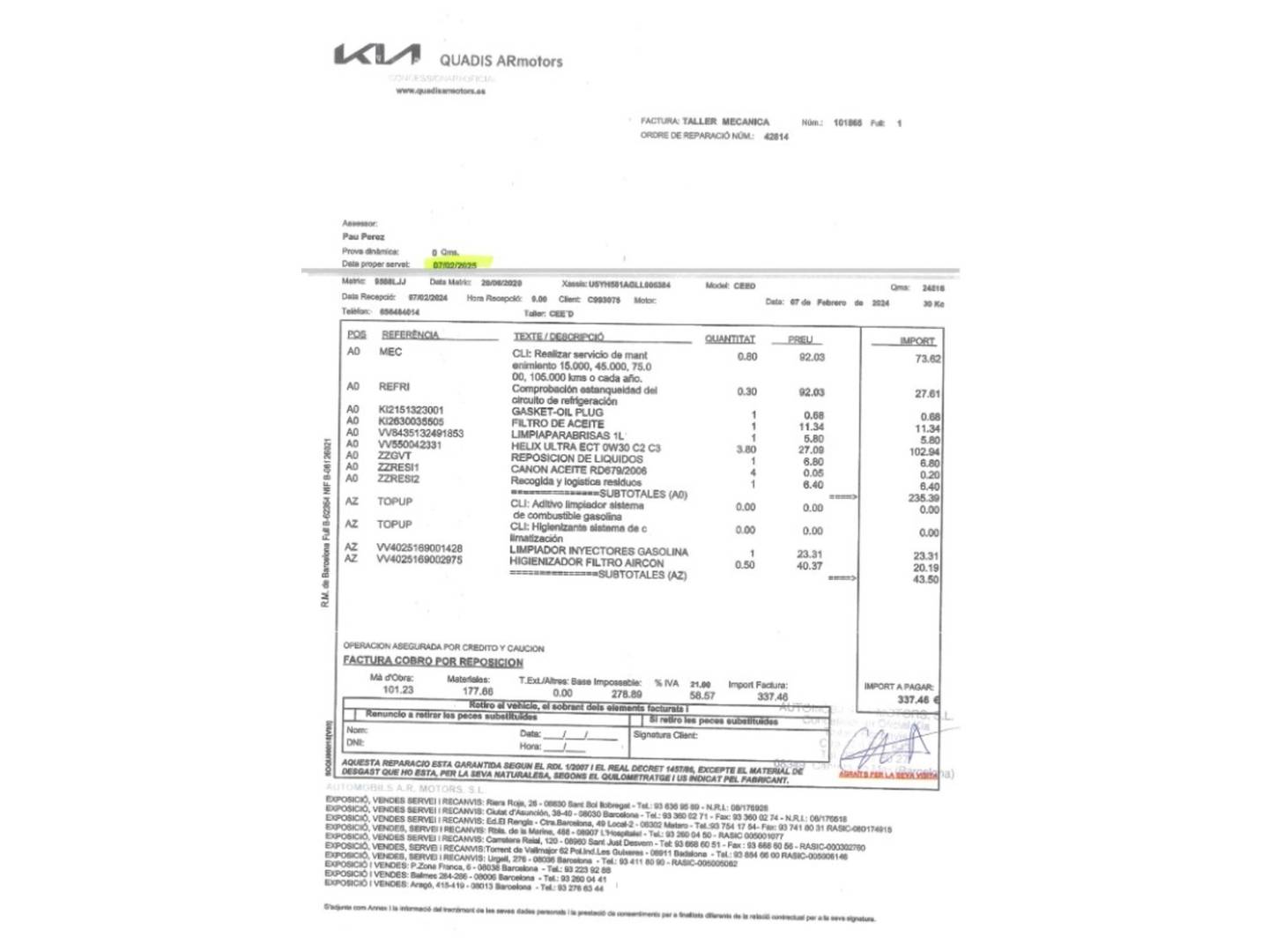 Foto del mantenimiento del KIA Ceed Tourer Kia Ceed Tourer 1.6 GDi PHEV eTech (141 CV)