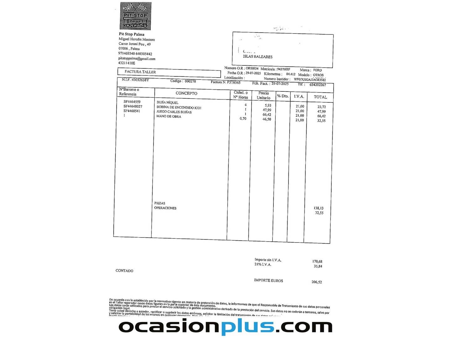 Foto del mantenimiento del Ford Fiesta Ford Fiesta 1.25 Trend (82 CV)