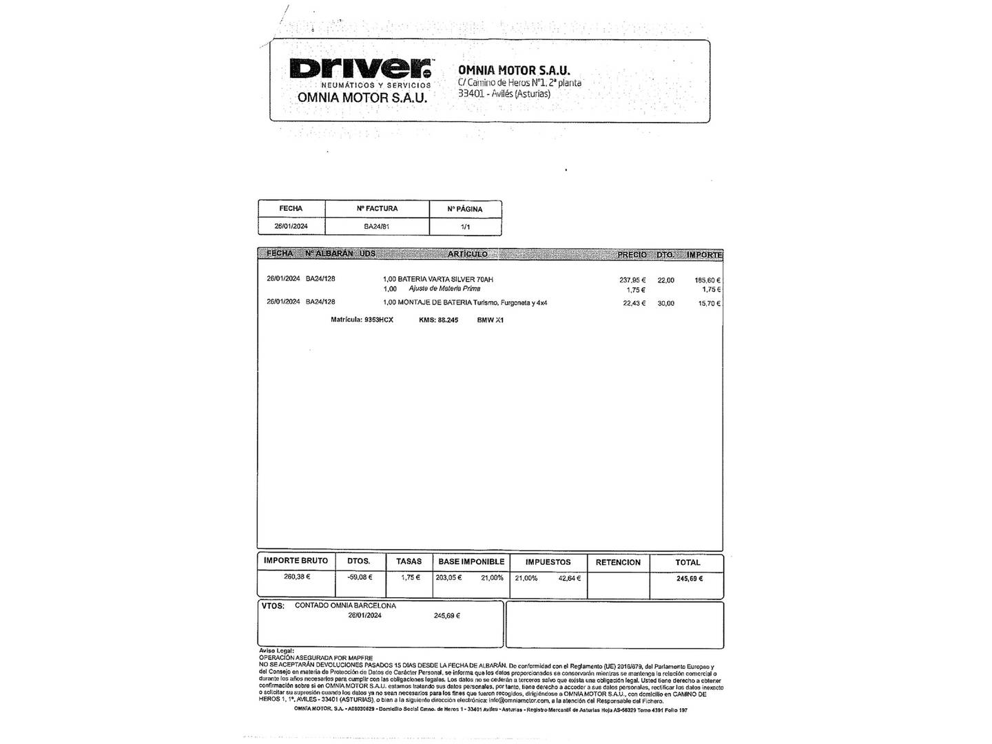 Foto del mantenimiento del BMW X1 BMW X1 sDrive18d (143 CV)