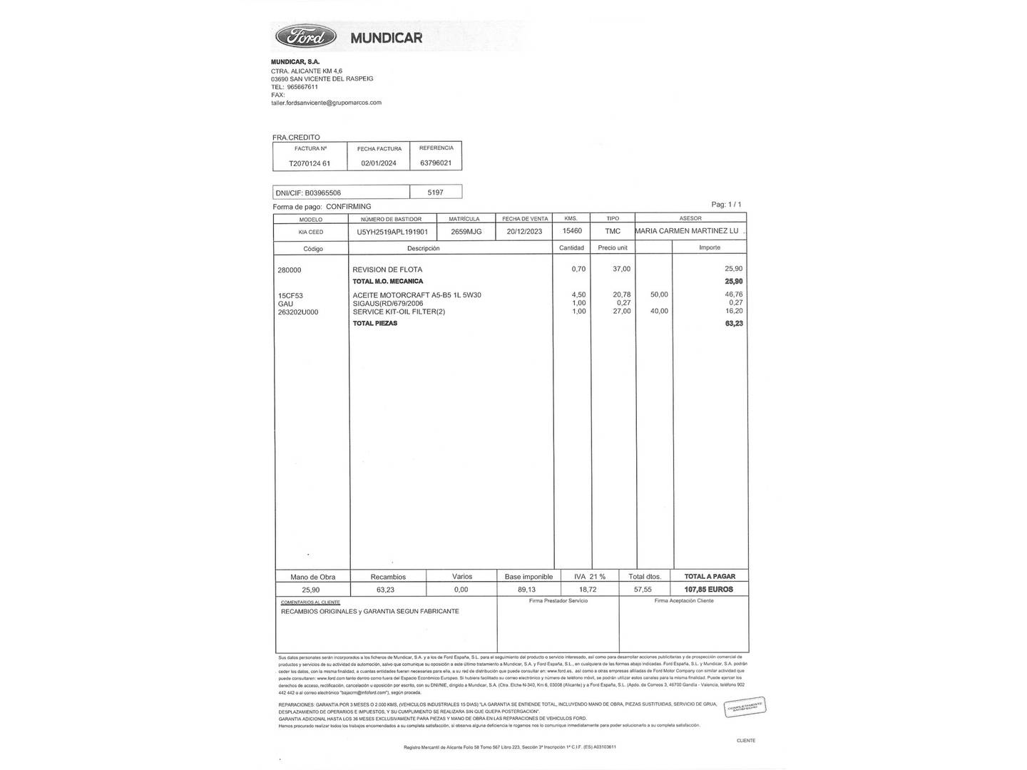 Foto del mantenimiento del KIA Ceed KIA Ceed 1.6 MHEV iMT Drive (136 CV)