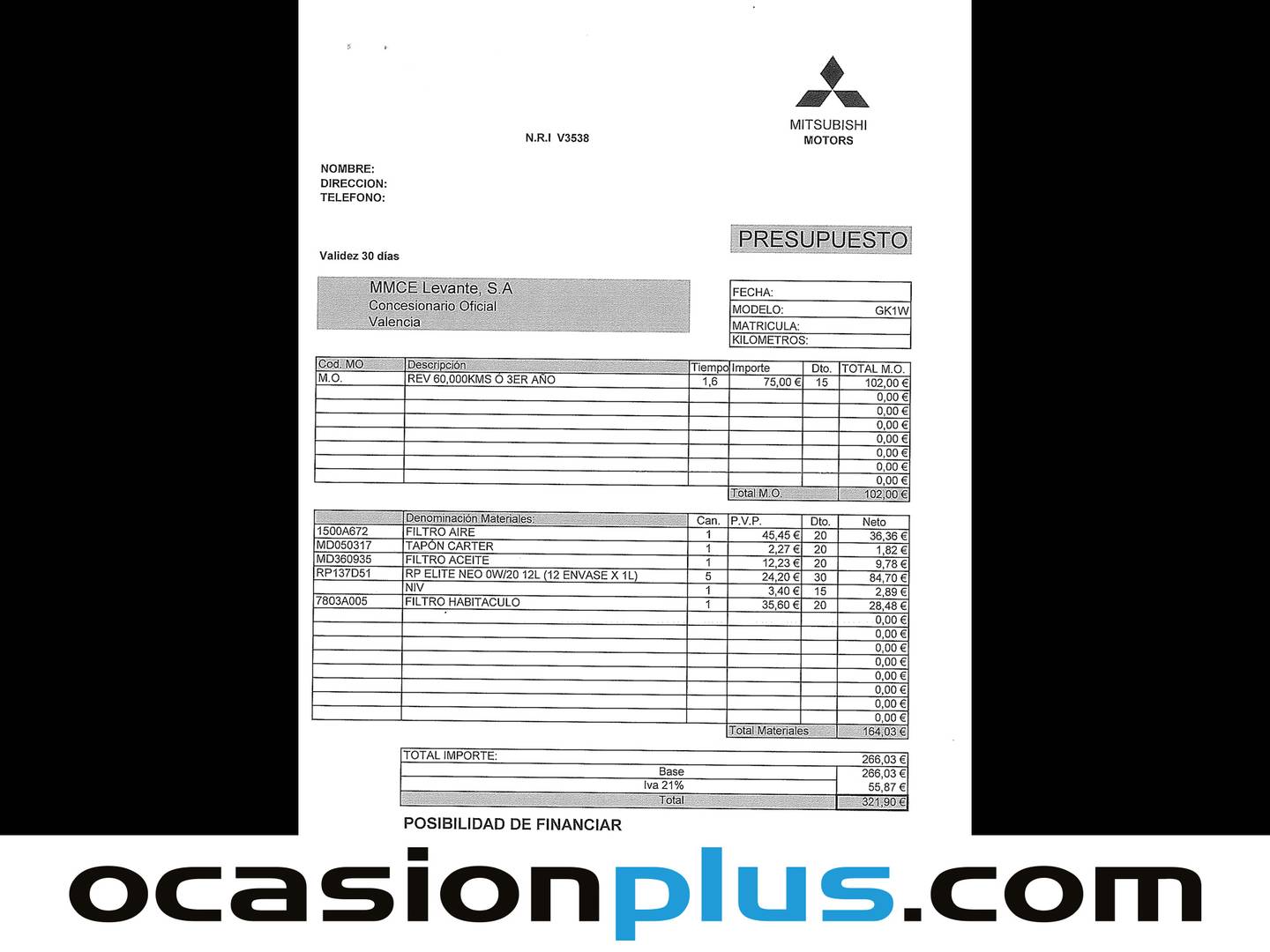 Foto del mantenimiento del Mitsubishi Eclipse Cross Mitsubishi Eclipse Cross 150T Motion 2WD (163 CV)