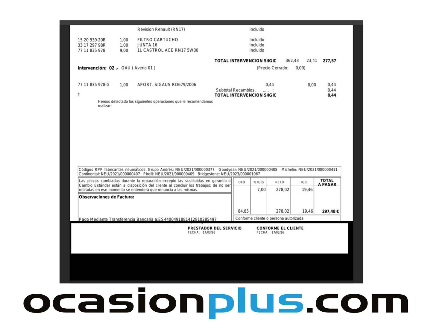 Foto del mantenimiento del Renault Master Renault Master Furgon L2H2 3500 Blue dCi (135 CV)