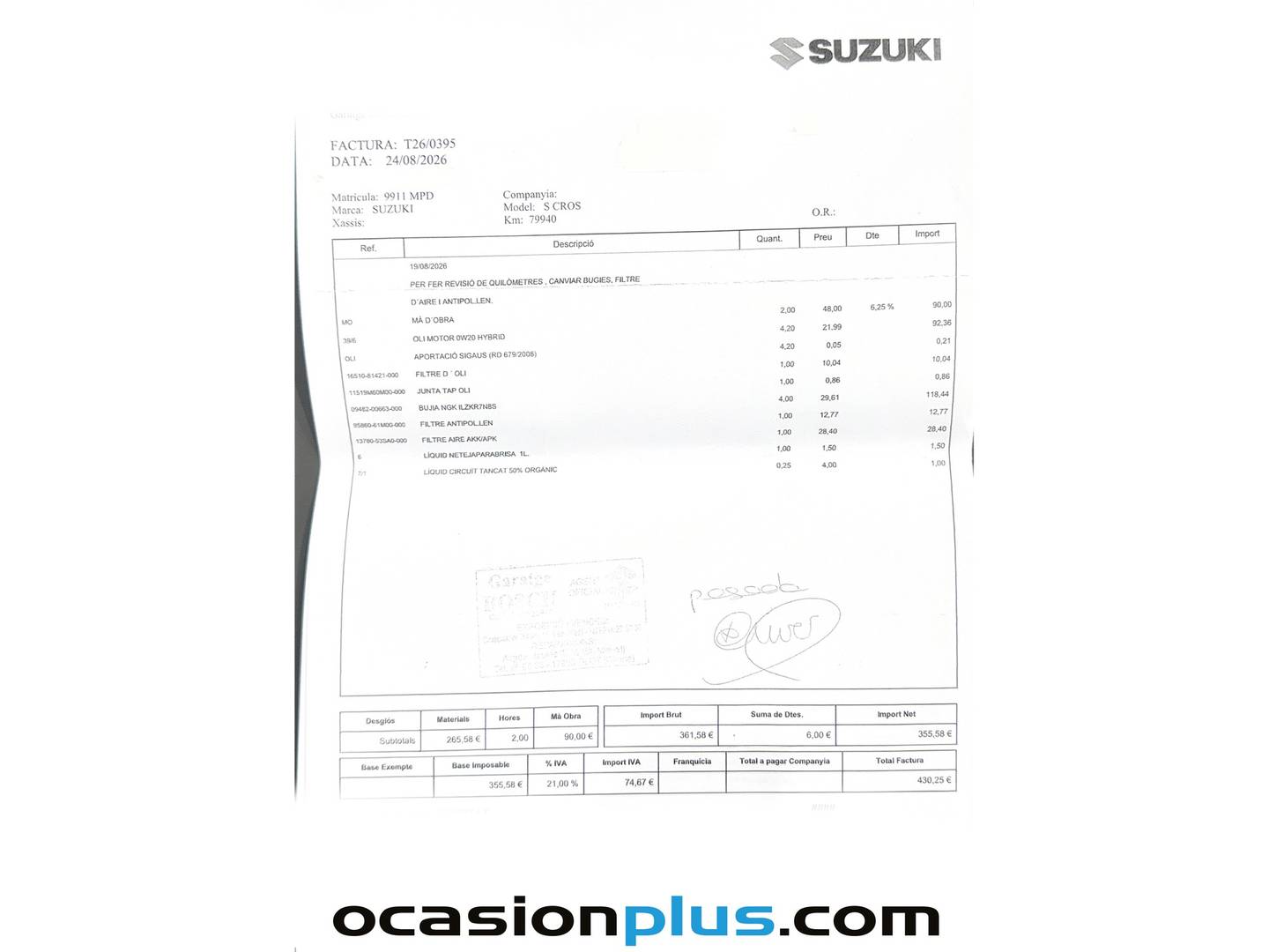 Foto del mantenimiento del Suzuki S-Cross Suzuki S-Cross 1.4T Mild Hybrid S2 4WD (129 CV)