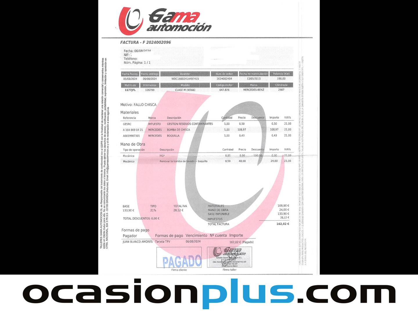 Foto del mantenimiento del Mercedes Clase M Mercedes-Benz Clase M ML 350 BlueTEC 4Matic (258 CV)