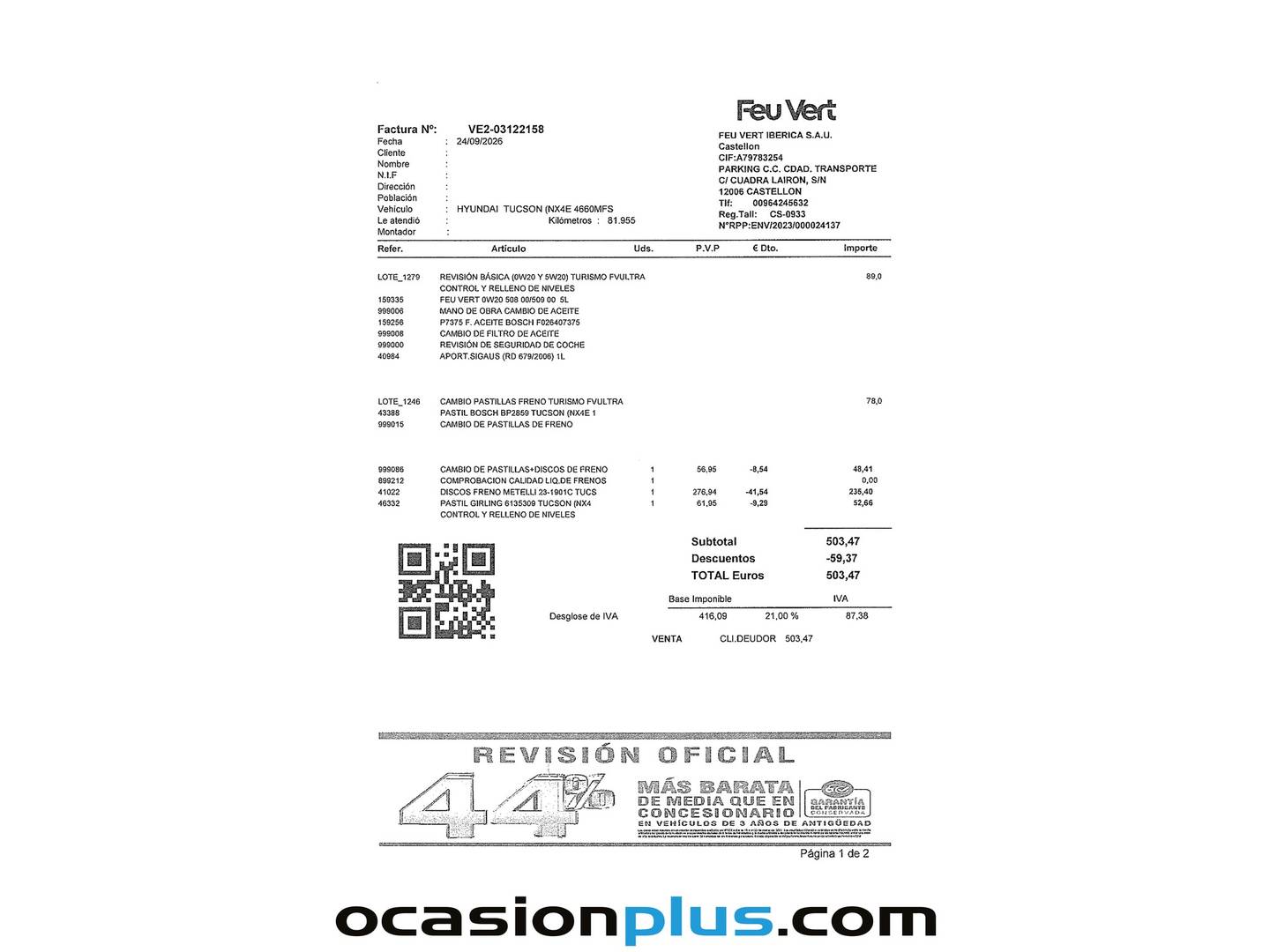 Foto del mantenimiento del Hyundai Tucson Hyundai Tucson 1.6 TGDI Klass 4x2 (150 CV)