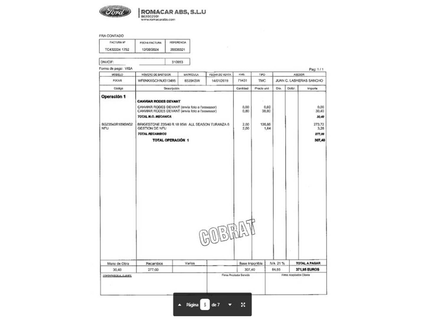 Foto del mantenimiento del Ford Focus Ford Focus 1.0 Ecoboost S&S ST-Line (125 CV)