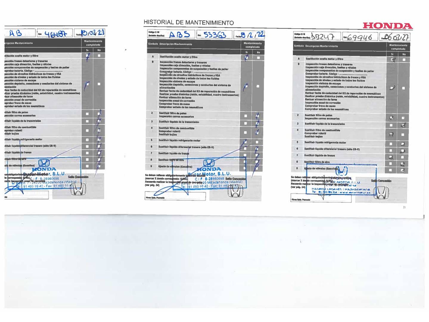 Foto del mantenimiento del Honda CR-V Honda CR-V 1.6 i-DTEC Elegance Plus Navi 4x2 (120 CV)