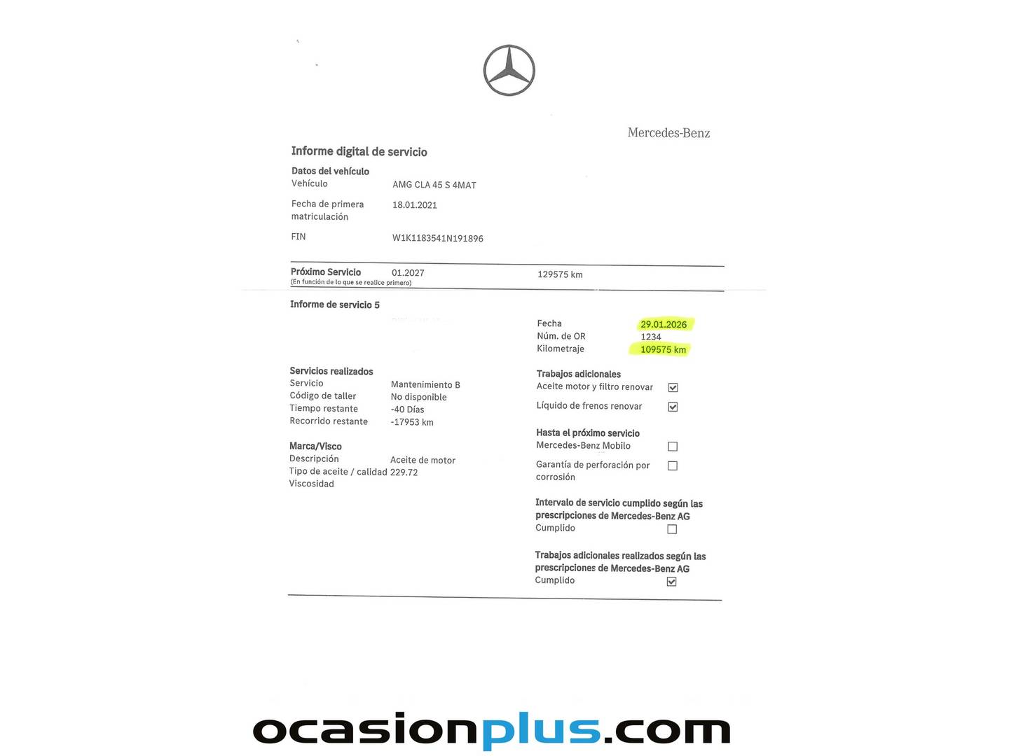 Foto del mantenimiento del Mercedes CLA Mercedes CLA 45 S AMG 4Matic+ (422 CV)