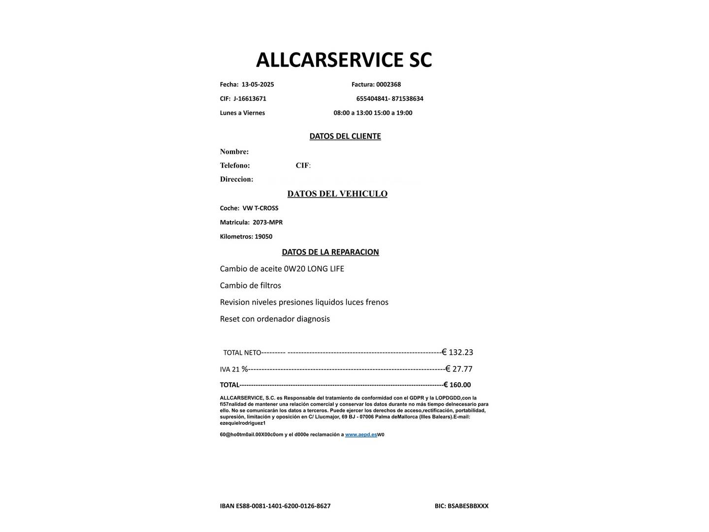 Foto del mantenimiento del Volkswagen T-Cross Volkswagen T-Cross ``Más`` 1.0 TSI (116 CV) DSG