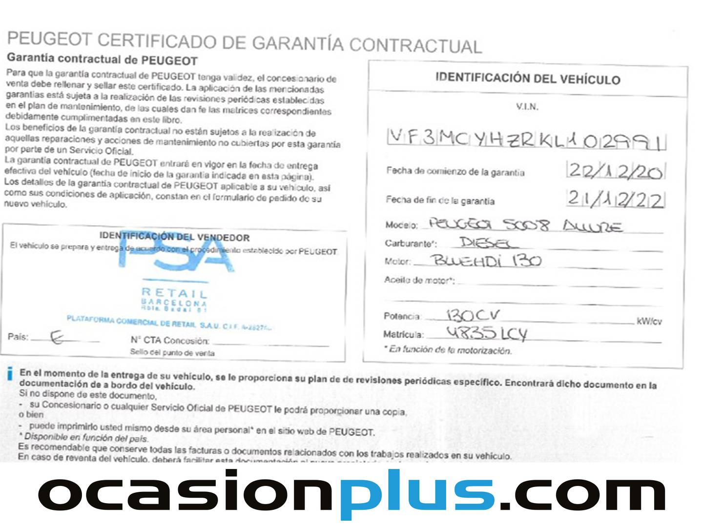 Foto del mantenimiento del Peugeot 5008 Peugeot 5008 BlueHDi 130 S&S Allure 7 Plazas (130 CV) EAT8