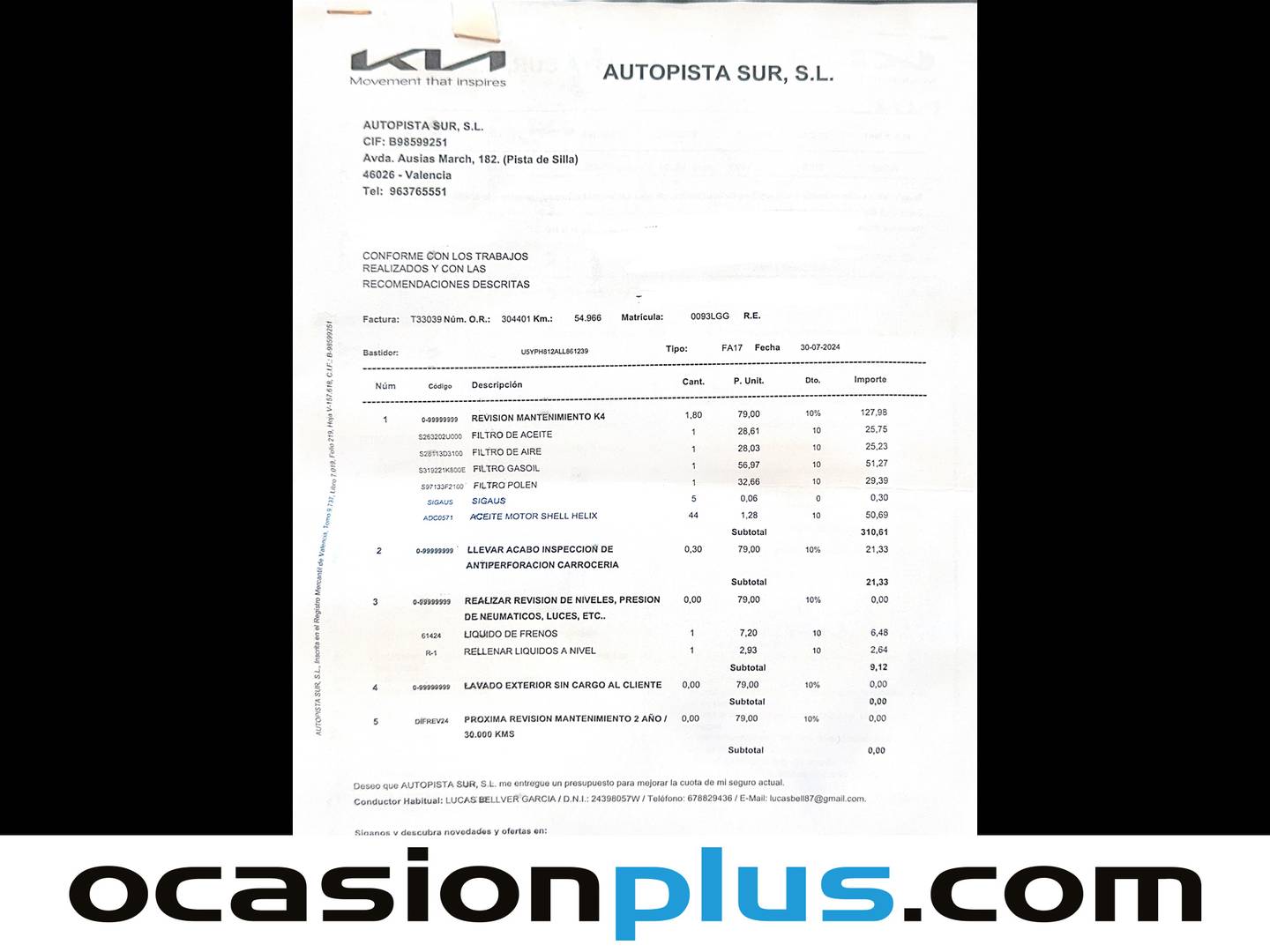 Foto del mantenimiento del KIA Sportage KIA Sportage 1.6 MHEV Drive 4x2 (136 CV)