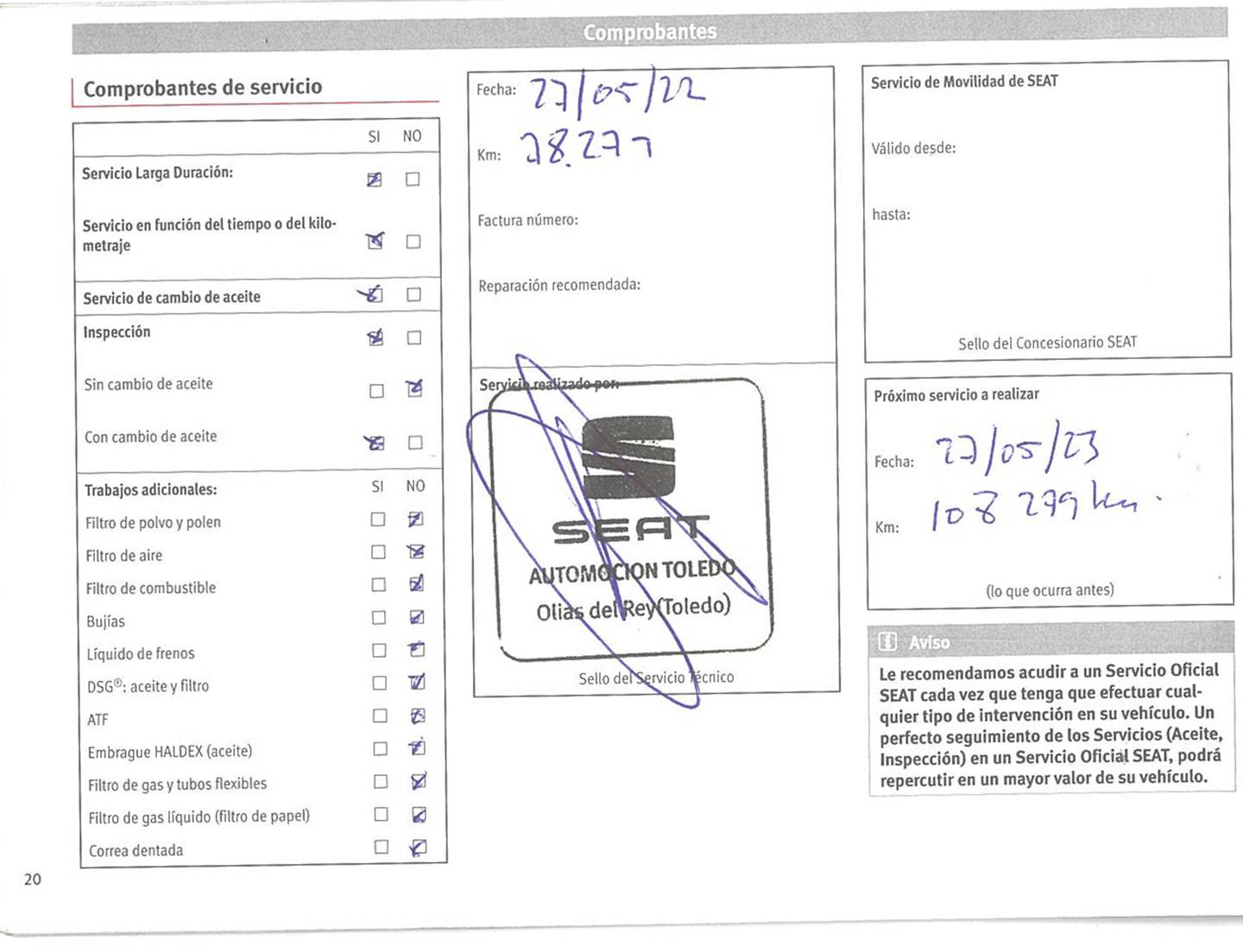 Foto del mantenimiento del Seat León Seat León ST 1.6 TDI S&S Style (115 CV)