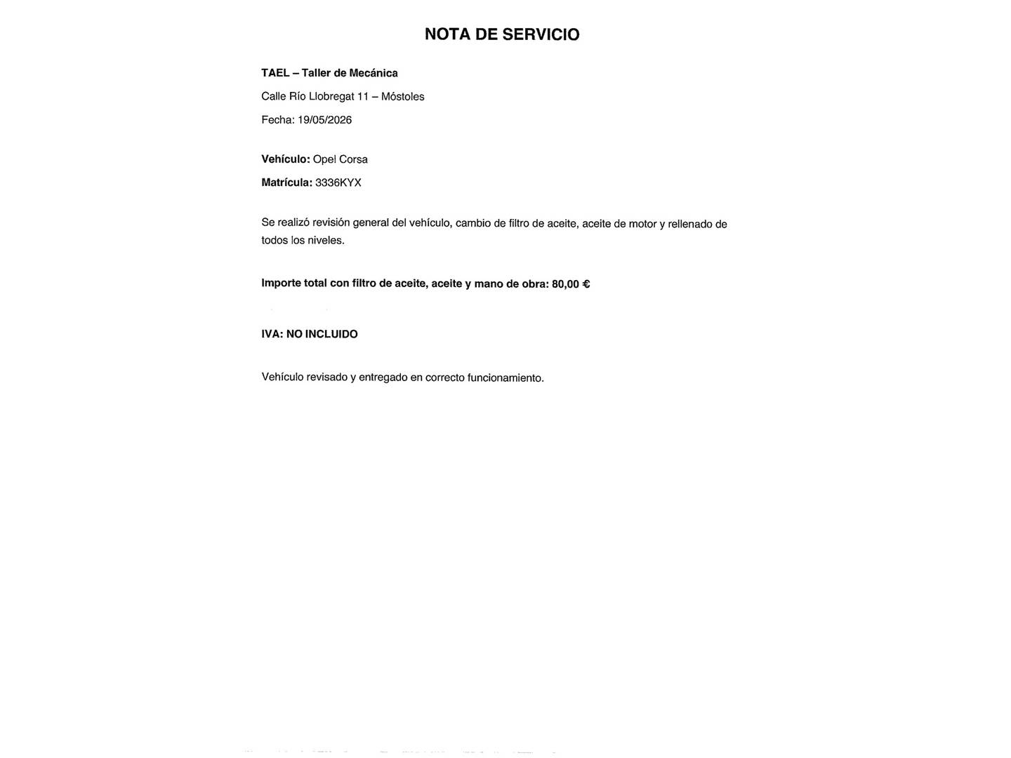 Foto del mantenimiento del Opel Corsa Opel Corsa 1.4 Design Line (90 CV)