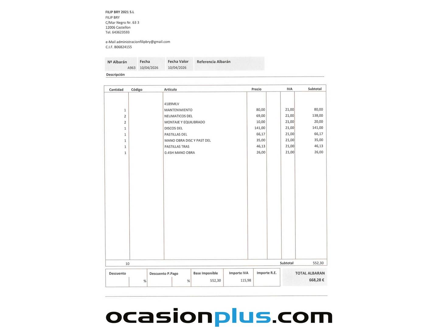 Foto del mantenimiento del Seat Ibiza Seat Ibiza 1.0 TSI S&S FR XL (110 CV)