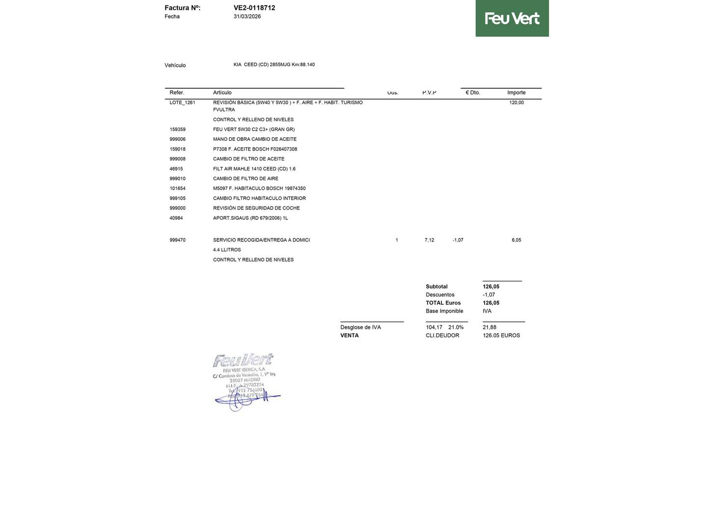 Foto del mantenimiento del KIA Ceed KIA Ceed 1.6 MHEV iMT Drive (136 CV)