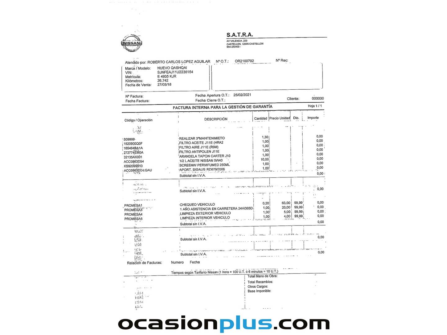 Foto del mantenimiento del Nissan QASHQAI Nissan Qashqai DIG-T 115 N-Connecta 4x2 (115 CV)
