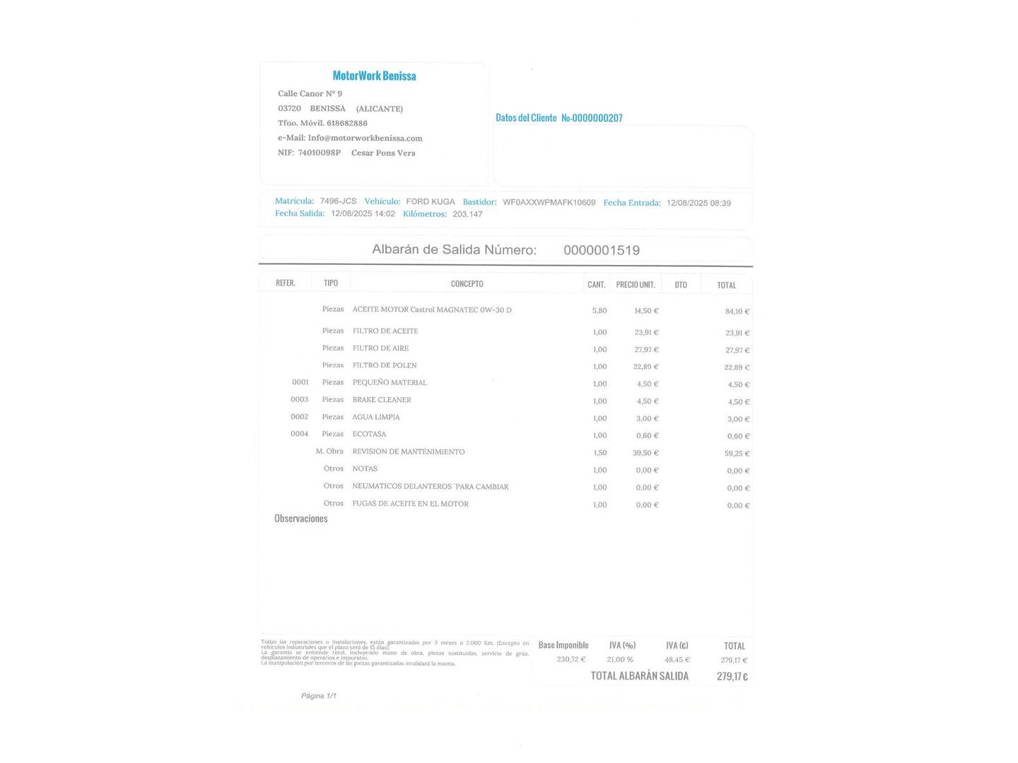 Foto del mantenimiento del Ford Kuga Ford Kuga 2.0 TDCI S&S Titanium 4x2 (150 CV)