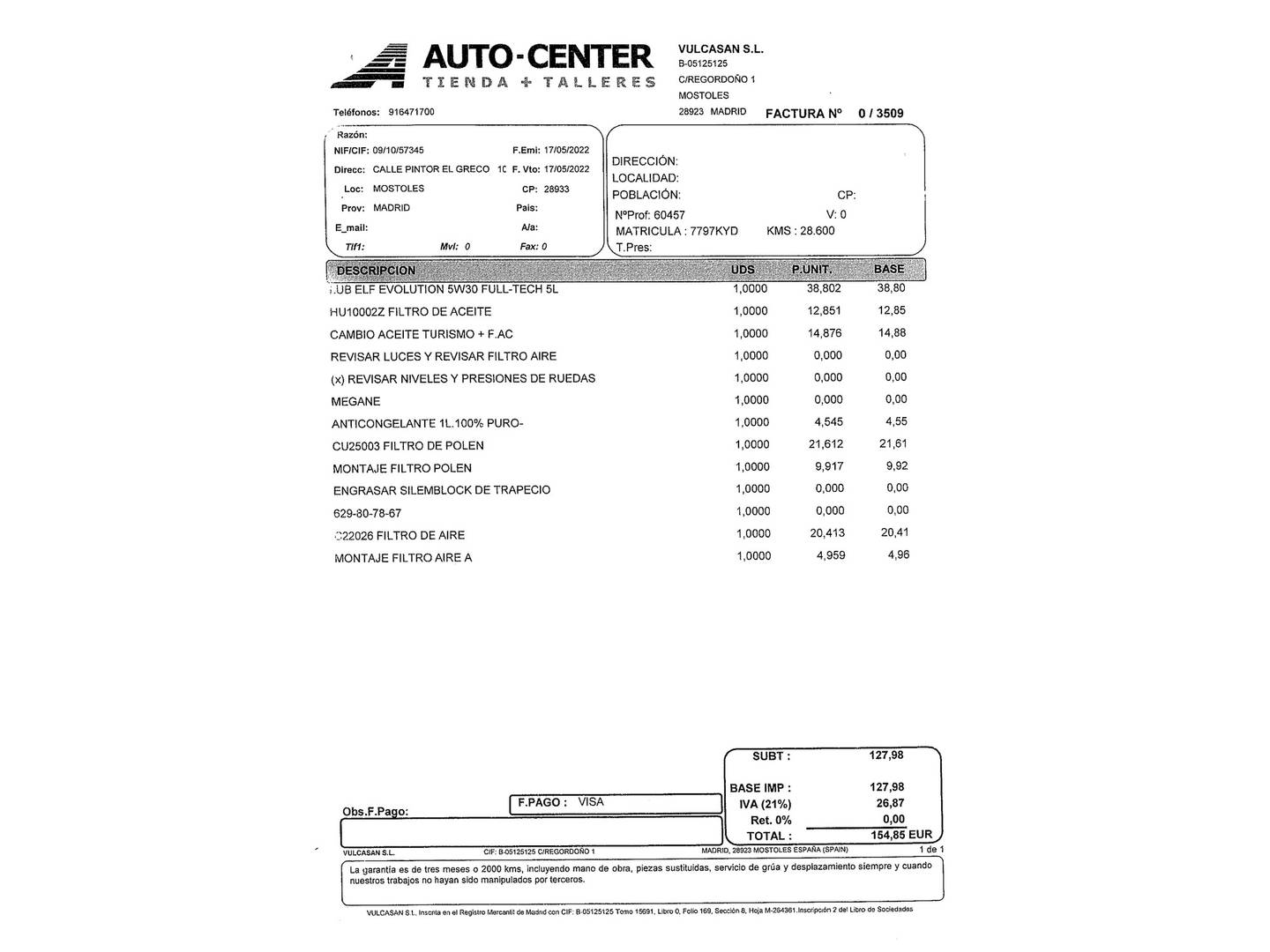 Foto del mantenimiento del Renault Mégane Renault Megane GT Line TCe GPF (160 CV) EDC