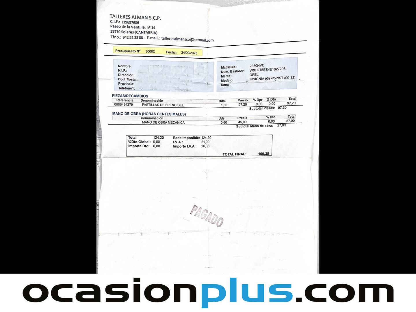 Foto del mantenimiento del Opel Insignia Opel Insignia 2.0 CDTI ecoFLEX S&S Excellence (140 CV)