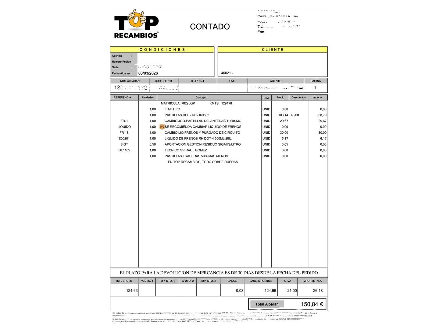 Foto del mantenimiento del Fiat Tipo Fiat Tipo SW 1.3 Multijet Mirror (95 CV)