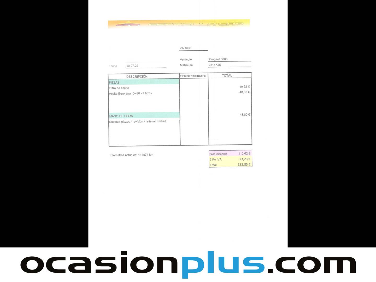 Foto del mantenimiento del Peugeot 5008 Peugeot 5008 BlueHDI 120 S&S GT Line (120 CV) 7 Plazas