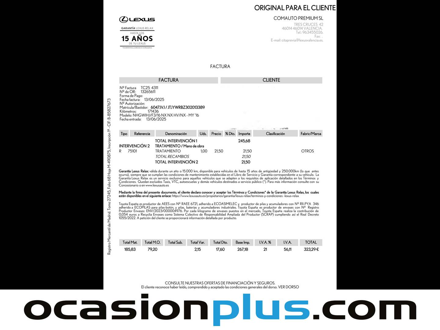 Foto del mantenimiento del Lexus NX Lexus NX 300h Corporate 2WD (197 CV)