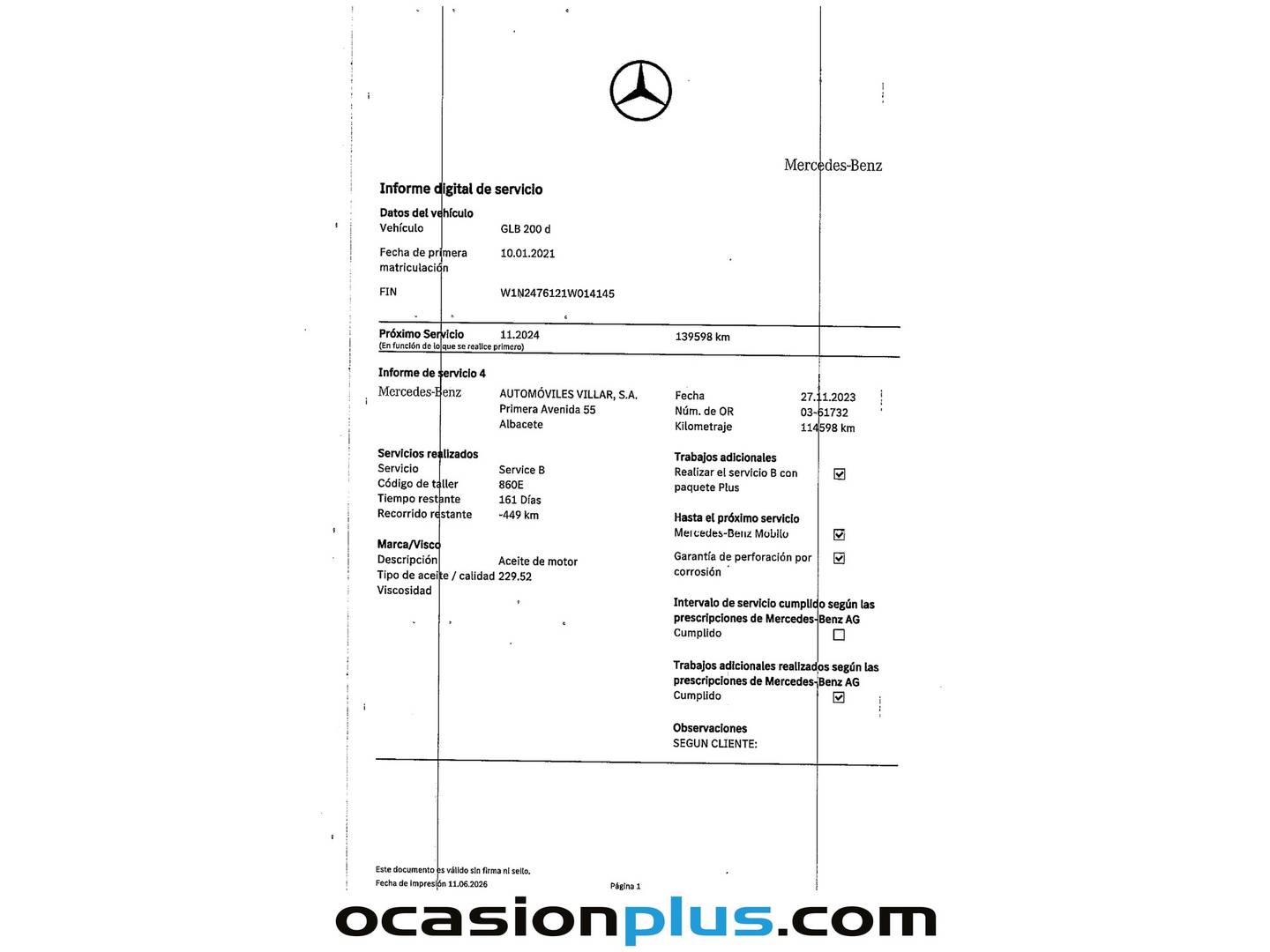Foto del mantenimiento del Mercedes GLB Mercedes GLB 200 d (150 CV) Pack AMG