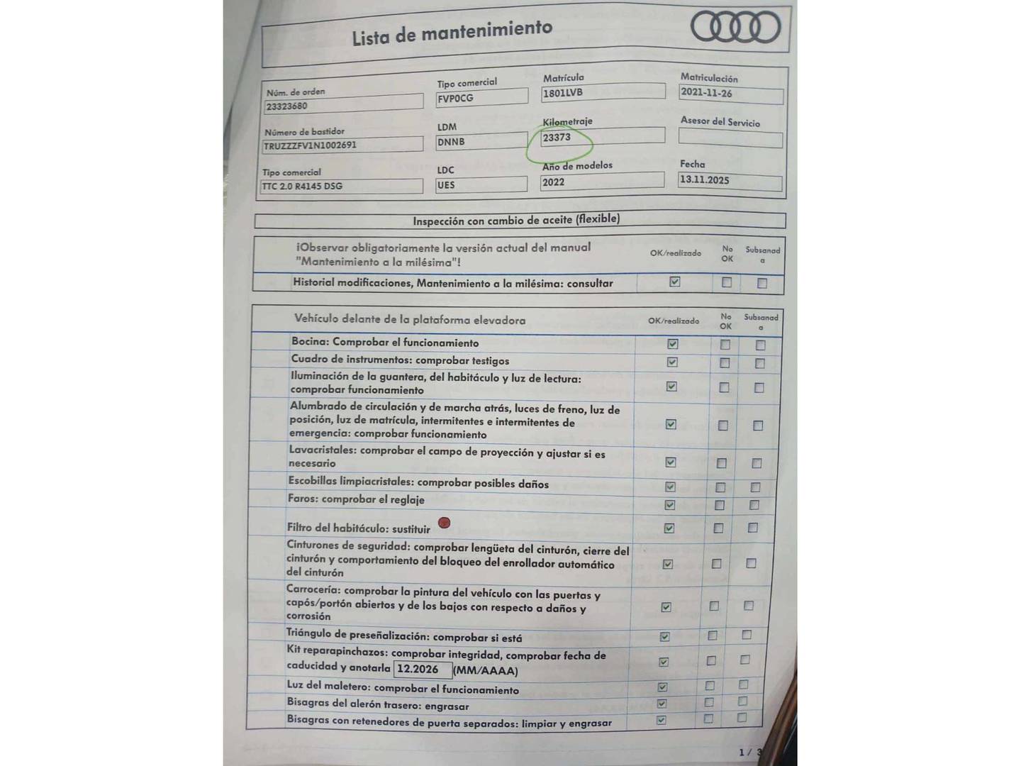 Foto del mantenimiento del Audi TT Audi TT Coupe Black line 40 TFSI (197 CV) S tronic