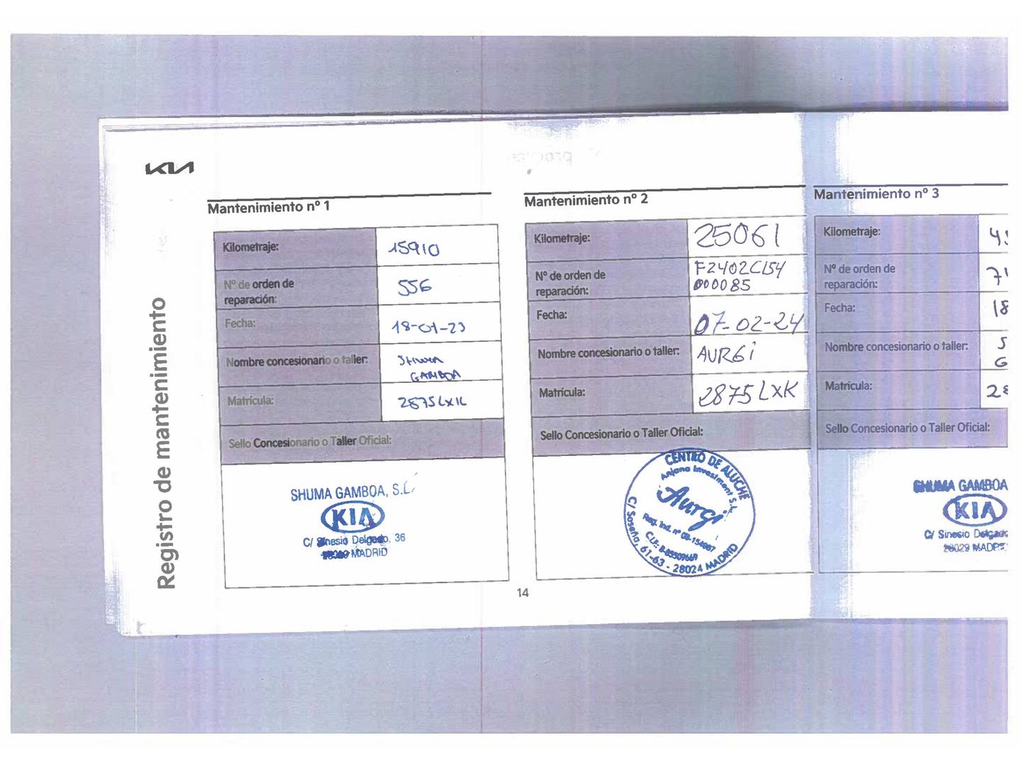 Foto del mantenimiento del KIA Ceed KIA Ceed 1.0 T-GDi Drive (120 CV)