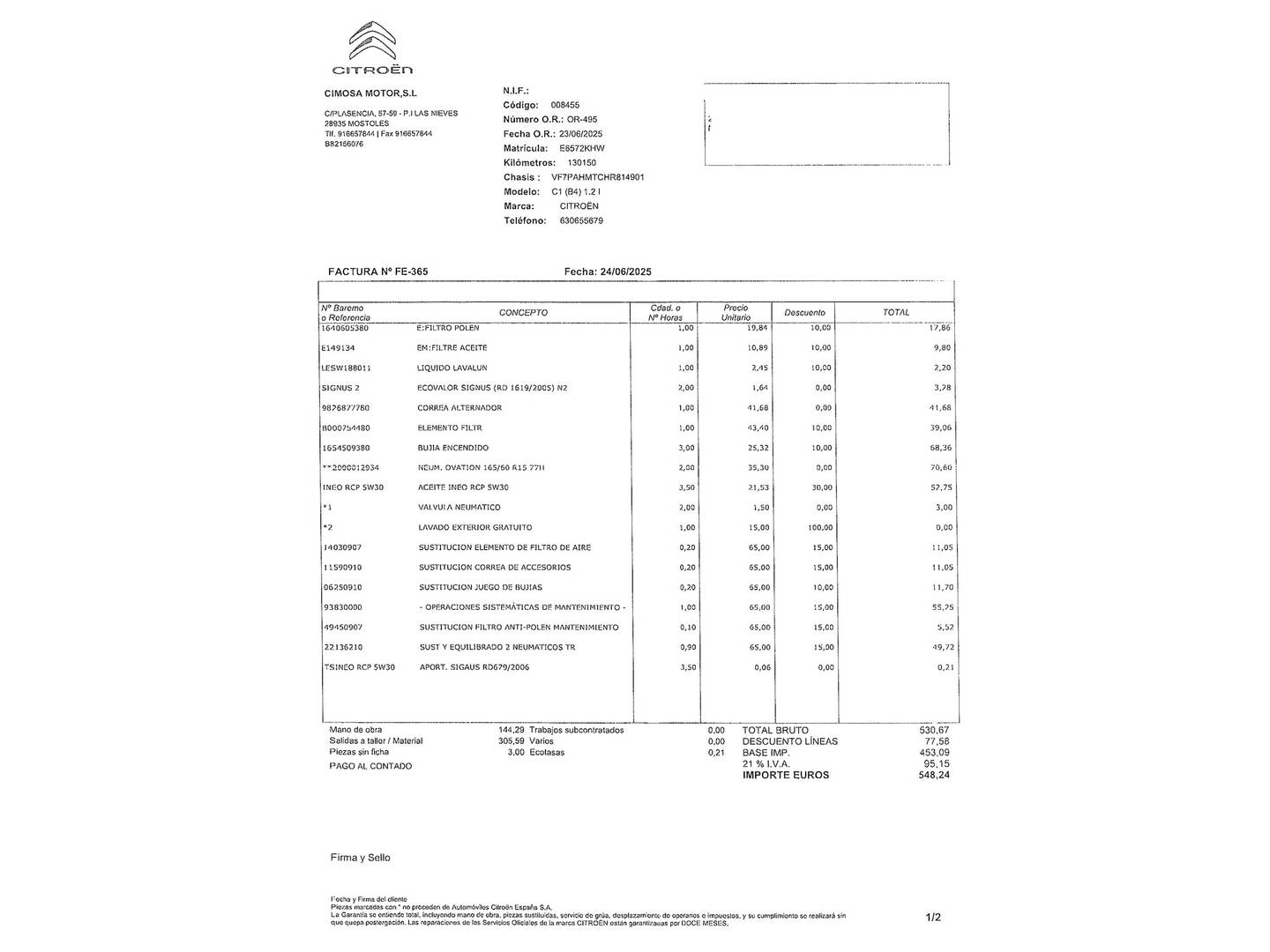 Foto del mantenimiento del Citroën C1 Citroën C1 PureTech 82 City Edition (82 CV)