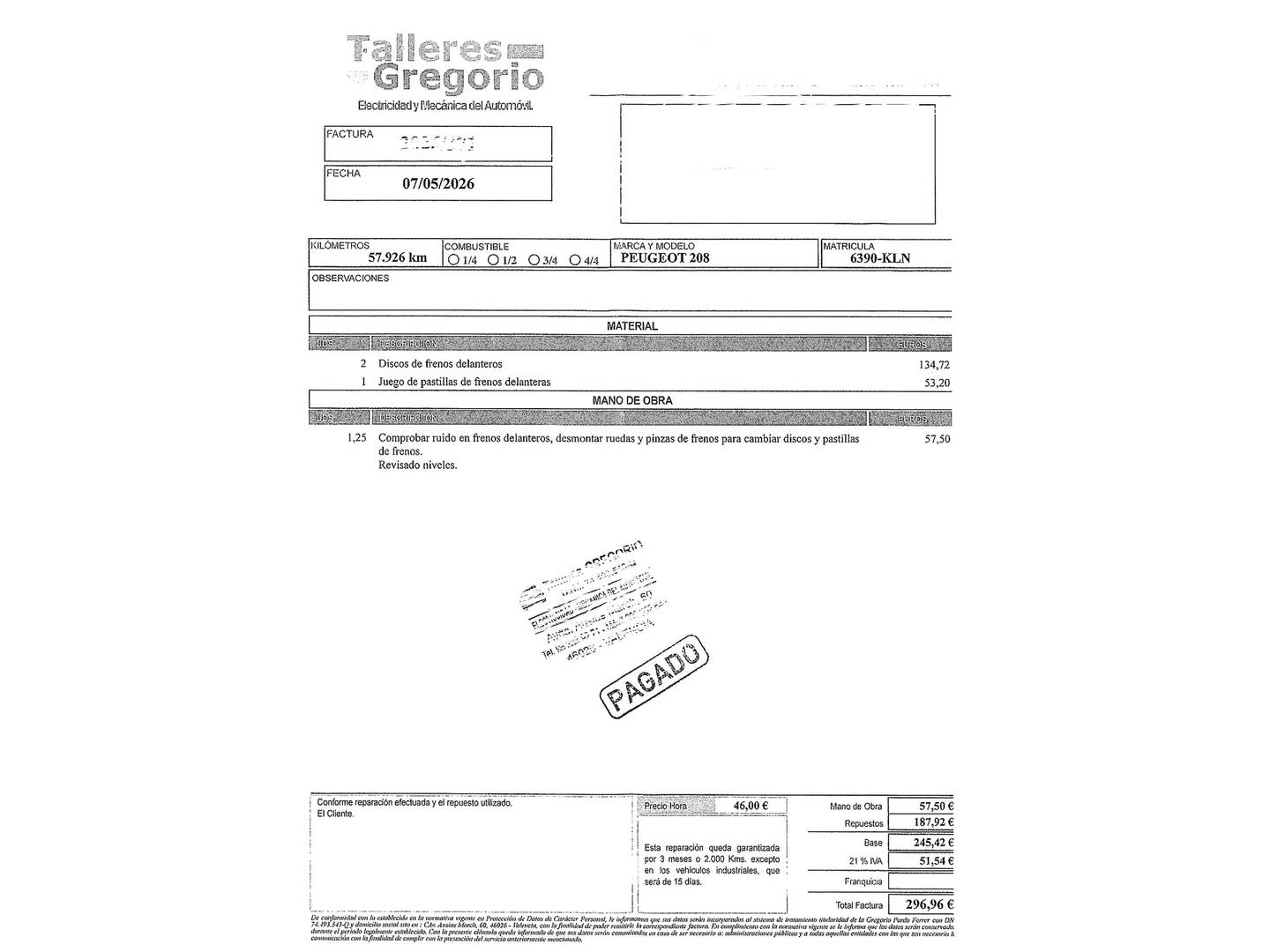 Foto del mantenimiento del Peugeot 208 Peugeot 208 PureTech 82 Style (82 CV)