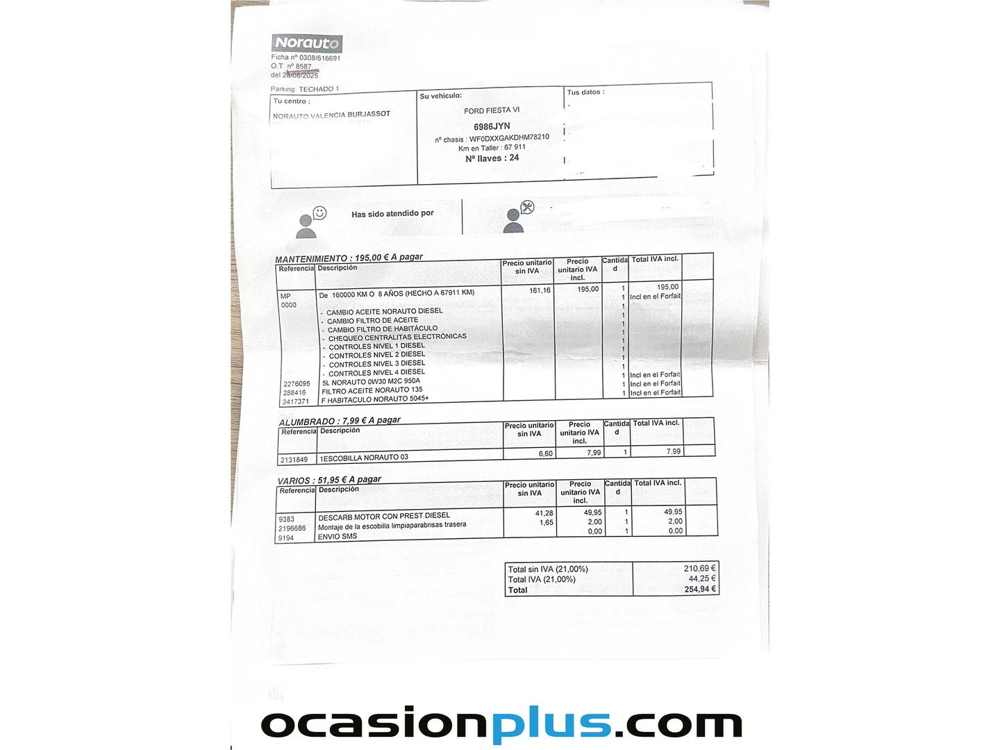 Foto del mantenimiento del Ford Fiesta Ford Fiesta 1.5 TDCI Trend (95 CV)