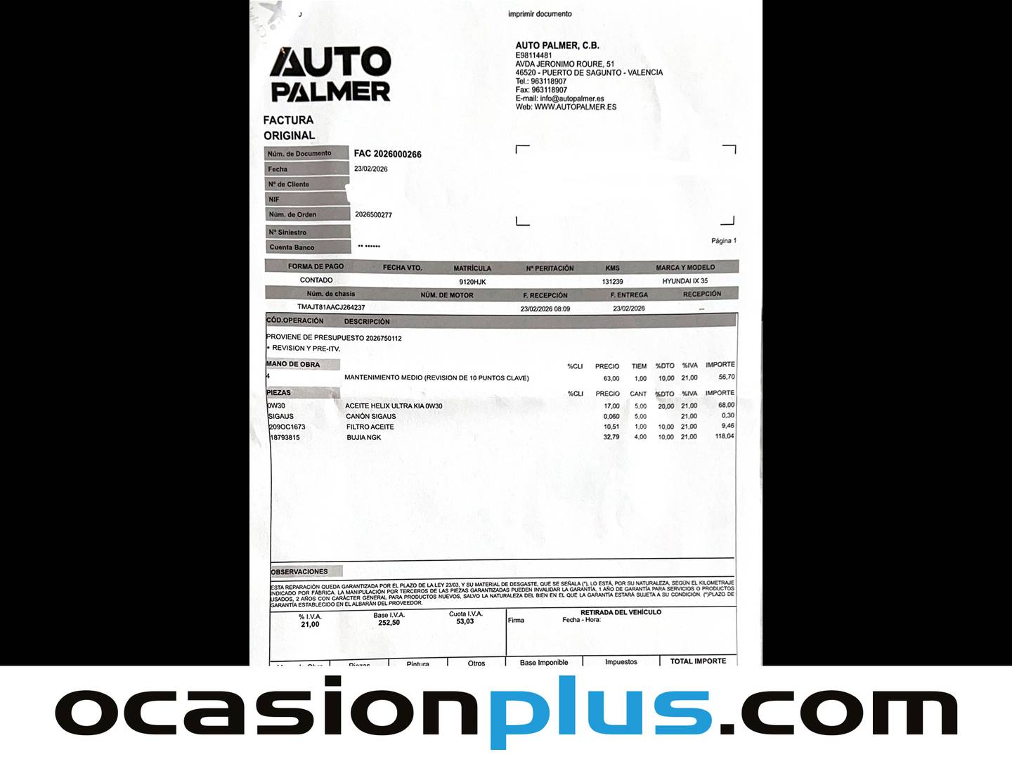 Foto del mantenimiento del Hyundai ix35 Hyundai ix35 1.6GDi GL Classic 4x2 (135 CV)